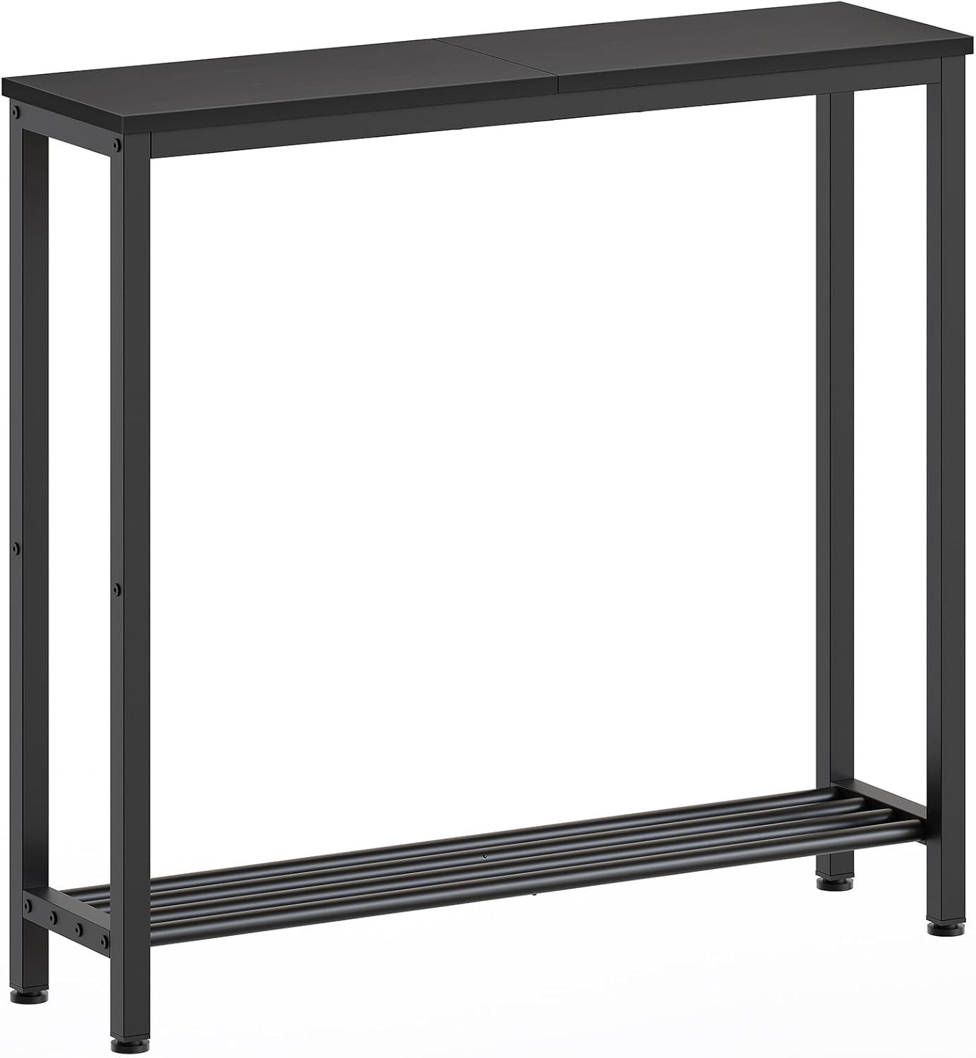 YATINEY Narrow Console Table, 2-Tier Small Sofa Table, 29.5" Thin Entryway Behind Couch Table with Shelves, Industrial Hallway Table, for Living Room, Foyer, Black CT03BB