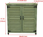 Outdoor Garden Patio Wooden Storage Cabinet with Adjustable Shelf & Metal Top Green Color Potting Bench Storage Cabinet for Garden Tools,One Color-Brown