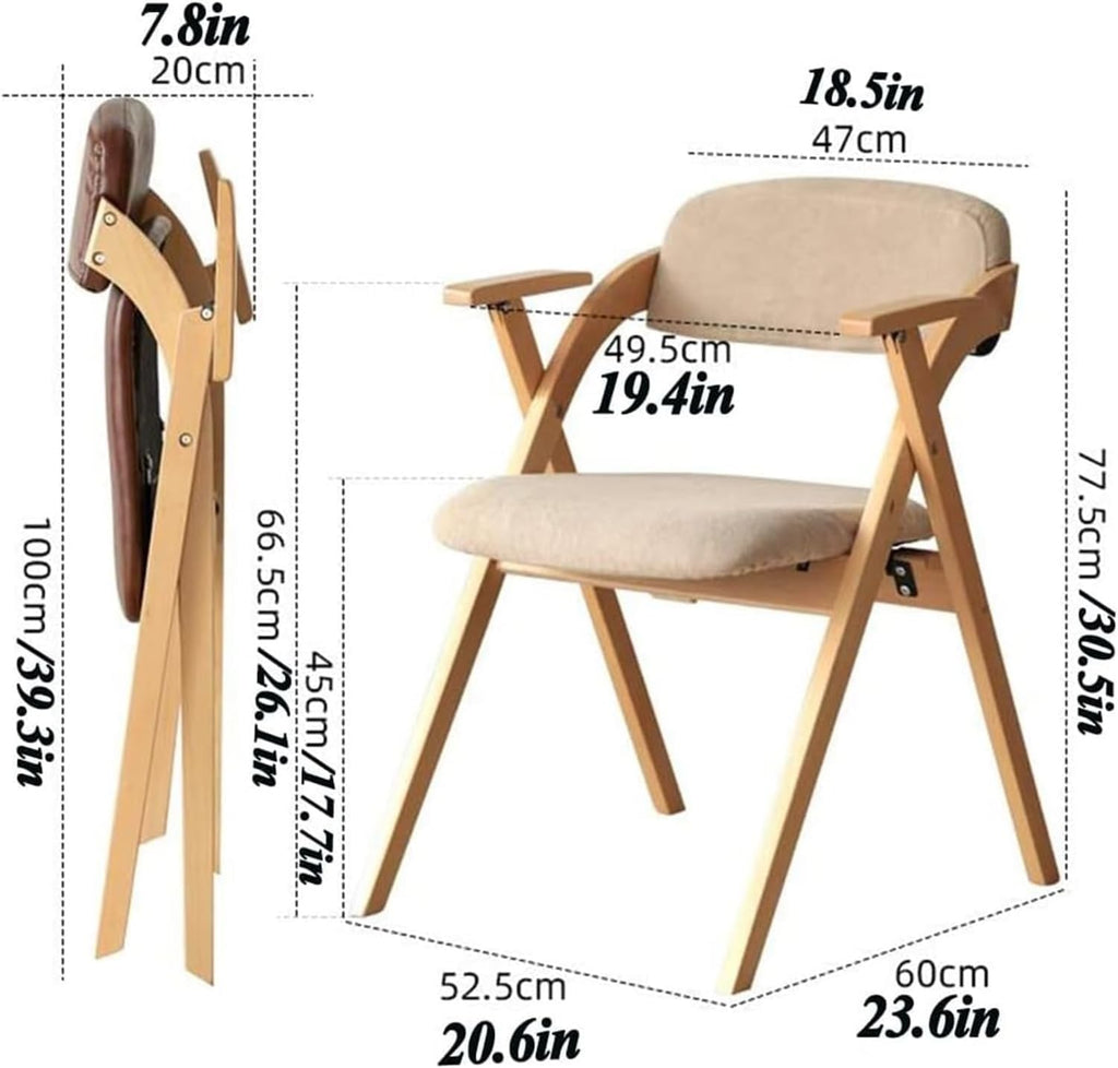 Mid Century Leather Dining Chair with Armrests and Padded Seat Wooden Frame for Living Room Kitchen Office(Blanc)