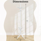 Tangkula Coat Rack with Umbrella Holder, 73 Inch Freestanding Coat Hanger Stand with 12 Hooks, Wooden Entryway Coat Tree for Clothes, Bags, Hats, Scarves, Living Room, Bedroom, Hallway (White)