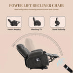 Power Lift Recliner Chair for Elderly with Lumbar Heat and Vibration Massage, Electric Lift Recliner Chair with Remote Control and USB Port,4 Storage Pockets & 2 Cup Holders for Living Room - Grey