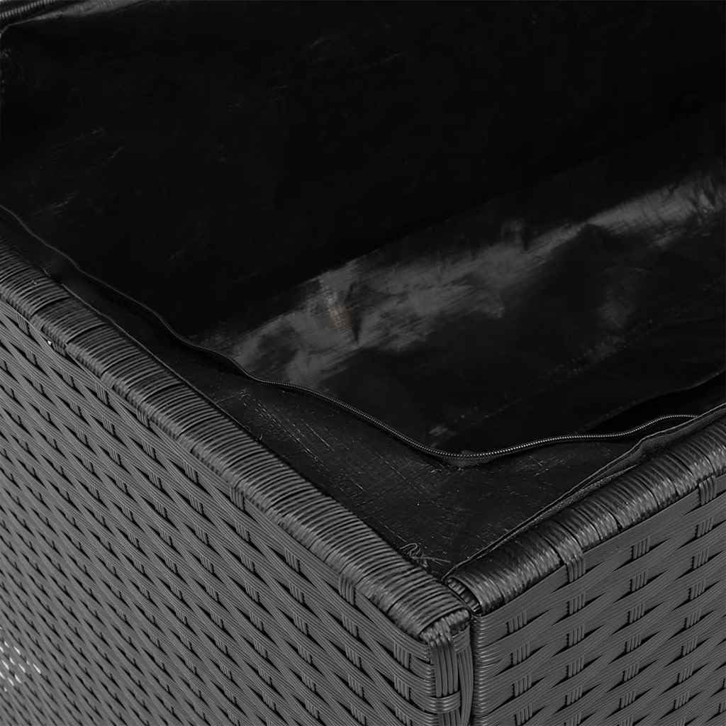 Patio Storage Box Outdoor Black Resin Wicker Bench with Acacia Wood Lid 43.3"x21.7"x24.8" Weather Resistant Cushion Container Chest for Garden Backyard Deck Porch