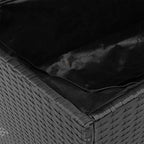 Patio Storage Box Black Poly Rattan with Acacia Wood 43.3"x21.7"x24.8" Weather Resistant Deck Chest Bench for Garden Yard Porch Backyard Outdoor Use