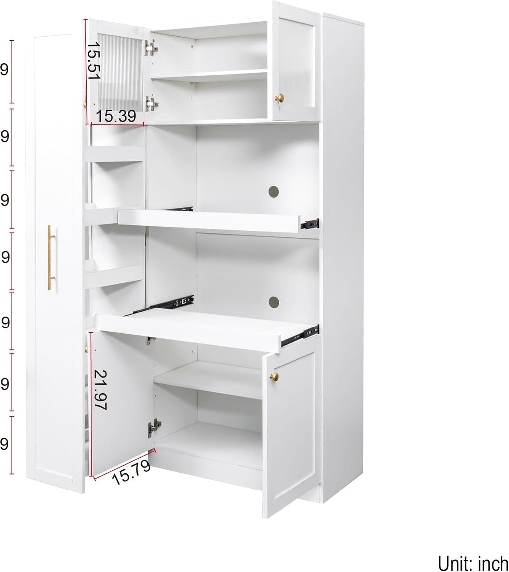 Modern Multi-Functional Cabinet, Farmhouse Storage Cabinet with 4 Doors, for Kitchen Dining Room,for Kitchen Home