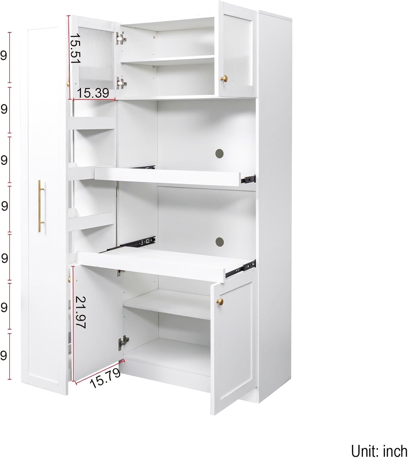 Modern Multi-Functional Cabinet, Farmhouse Storage Cabinet with 4 Doors, for Kitchen Dining Room,for Kitchen Home