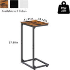 C-Shaped Tables,C Shaped End Table Set of 2-Rustic Brown Slide Under Sofa Side Tables with 22lbs Capacity, Space Saving TV Trays for Living Room, Bedroom & Small Spaces,Metal Frame Industrial