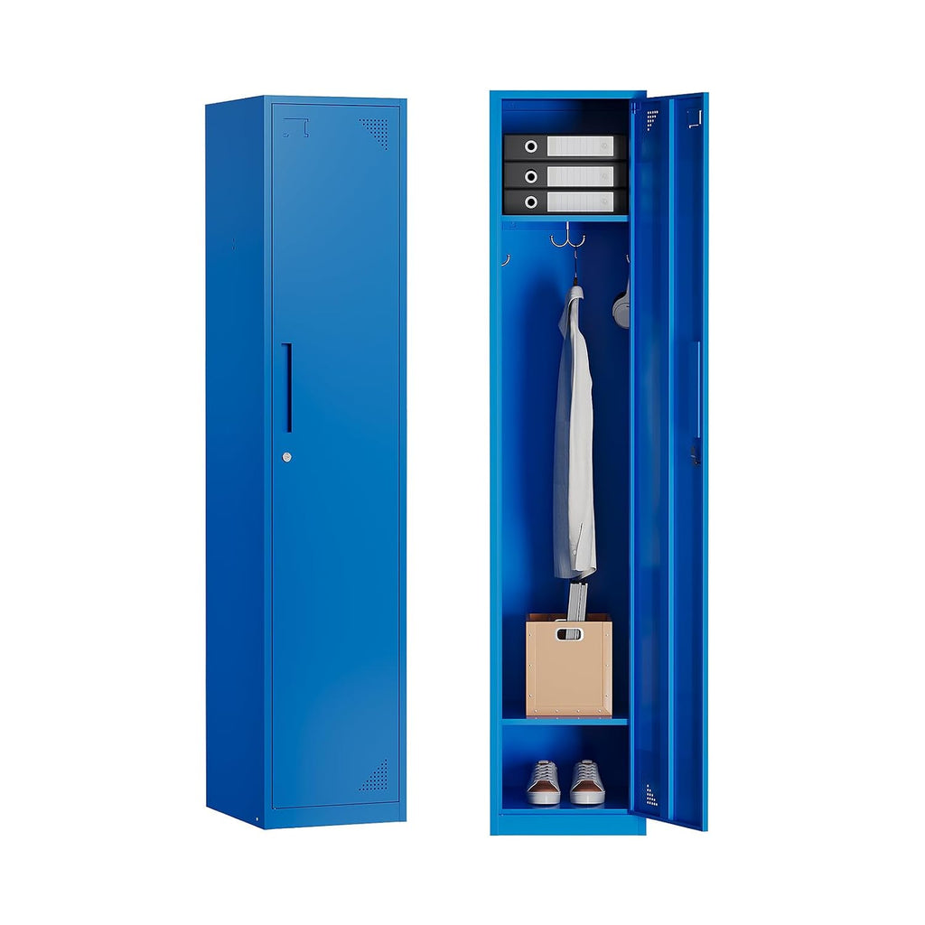 Yizosh Metal Locker with 1 Doors, Tall Steel Storage Lockers for Employees - 71" Locker Storage Cabinets for School, Gym, Home, Office, Garage (Blue)