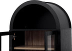 Arched Kitchen Pantry Cabinet, Modern Farmhouse Kitchen Tall Storage Cabinet with Drawers, Adjustable Shelves and Glass Door, Versatile Wooden Cupboard for Dining Room, 71"H x 30"W x 15.75"D, Black