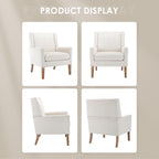 COLAMY Modern Wingback Living Room Chair, Upholstered Fabric Accent Armchair, Single Sofa Chair with Lounge Seat and Wood Legs for Office/Bedroom/Reading Spaces, Beige