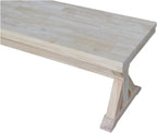 IC International Concepts, Canyon Collection Solid Bench, Solid Real Wood, Sturdy Parawood, Entryway/Dining/Living, 60"W x 14.56"D x 18"H, 450 lbs Weight Capacity, Paint/Stain Ready, Unfinished