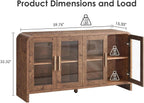 59" Sideboard Buffet Cabinet with Storage, Sideboard Cabinet with Adjustable Shelves & 4 Glass Doors,Coffee Bar Console Table for Kitchen, Living Room, Entryway (Dark Burl)