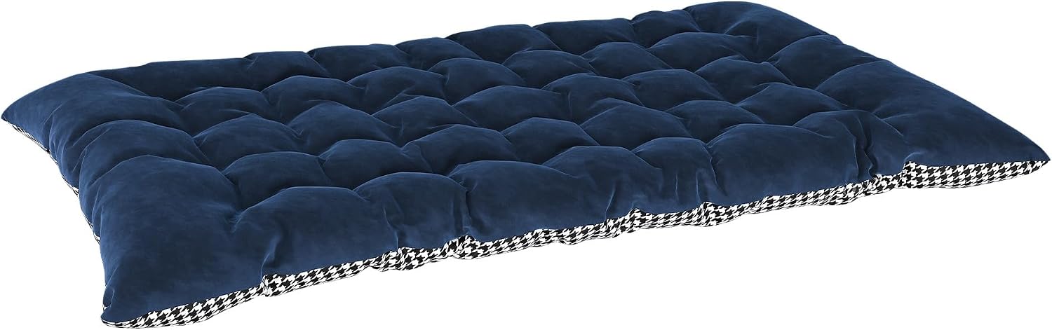 Ergonomic Rocking Lounge Chair with Tufted Cushion | Carbon Steel Frame, 35.43" Wide Seat, 330 lbs Capacity, Navy Blue