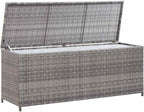 Outdoor Storage Box with Seat, Large Deck Patio Bench, Durable Weather-Resistant Poly Rattan and Steel Frame, Rectangular Garden Organizer for Cushions, Gray