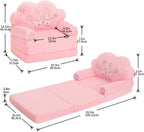 MOONBEEKI Toddler Chair Comfy，Foldable Princess Couch for Girl, Toddler Recliners for Kids Over 18 Months, Kids Furniture for Bedroom and Playroom, Pink