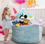 Bean Bag Chair Cover, Stuffed Animal Storage, Plush Toys Organizer Holder, Beanbag Chairs Cover for Kids Teans and Adults Super Soft and Comfortable Fabric X-Large with Handle and Zipper -Round Grey