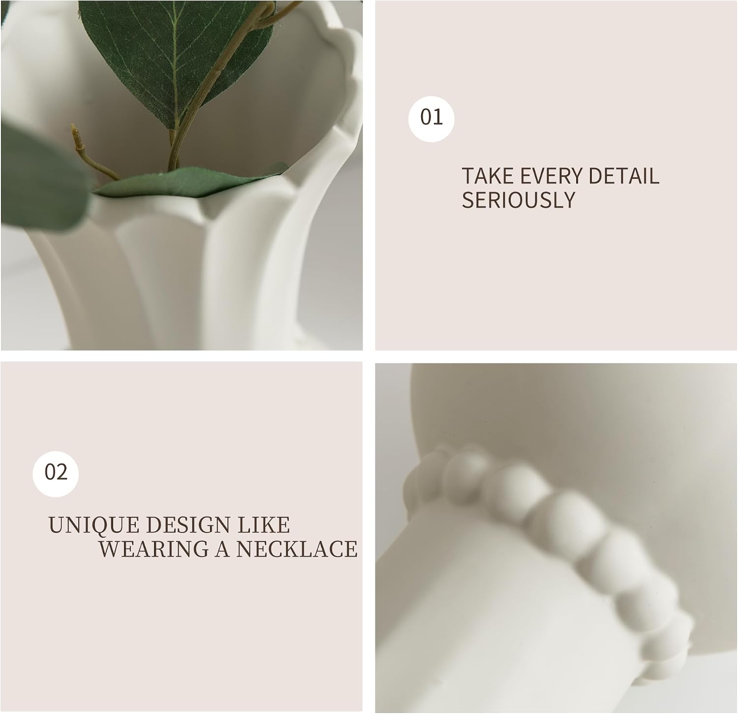 Modern Ceramic Vase - Grey, Perfect for Pampas Grass, Dried Flowers, Centerpieces