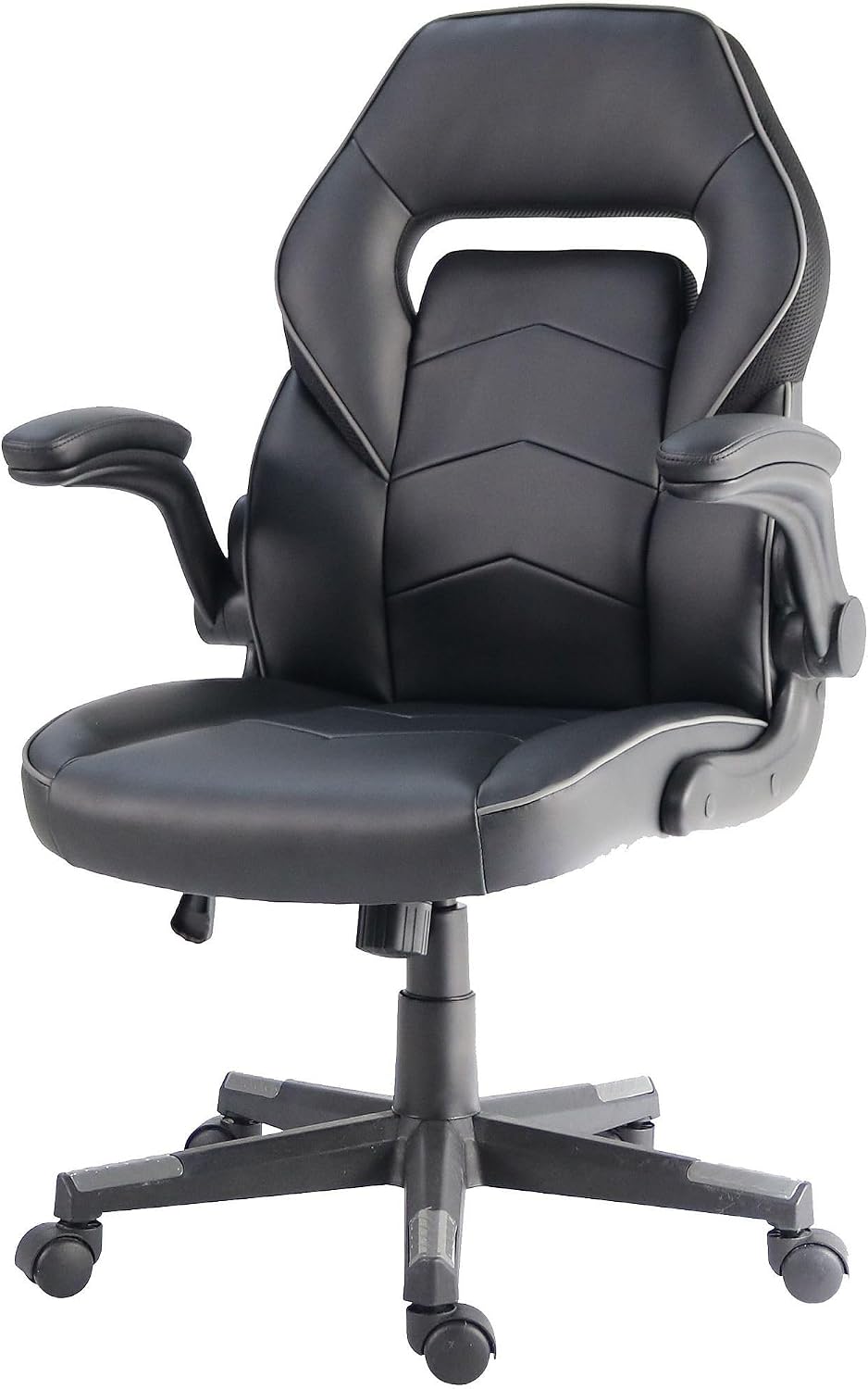NuSparc SpawnSafe Gaming Chair, Adjustable Height, Flip-up Armrests, 360° Swivel, Black/Grey