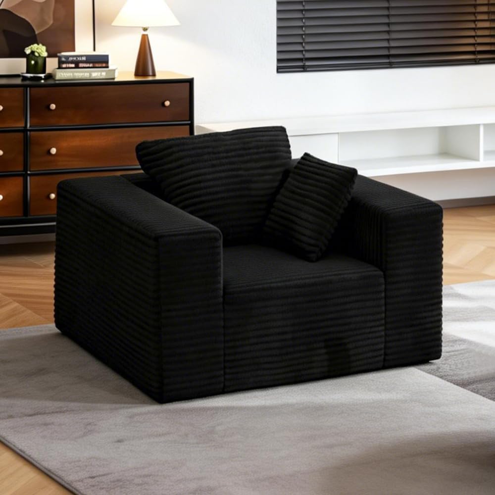 Boneless Sofa Chair, No Assembly Couch in a Box Memory Foam Mini Cloud Reading Chair with Throw Pillow for Living Room Bedroom Playroom