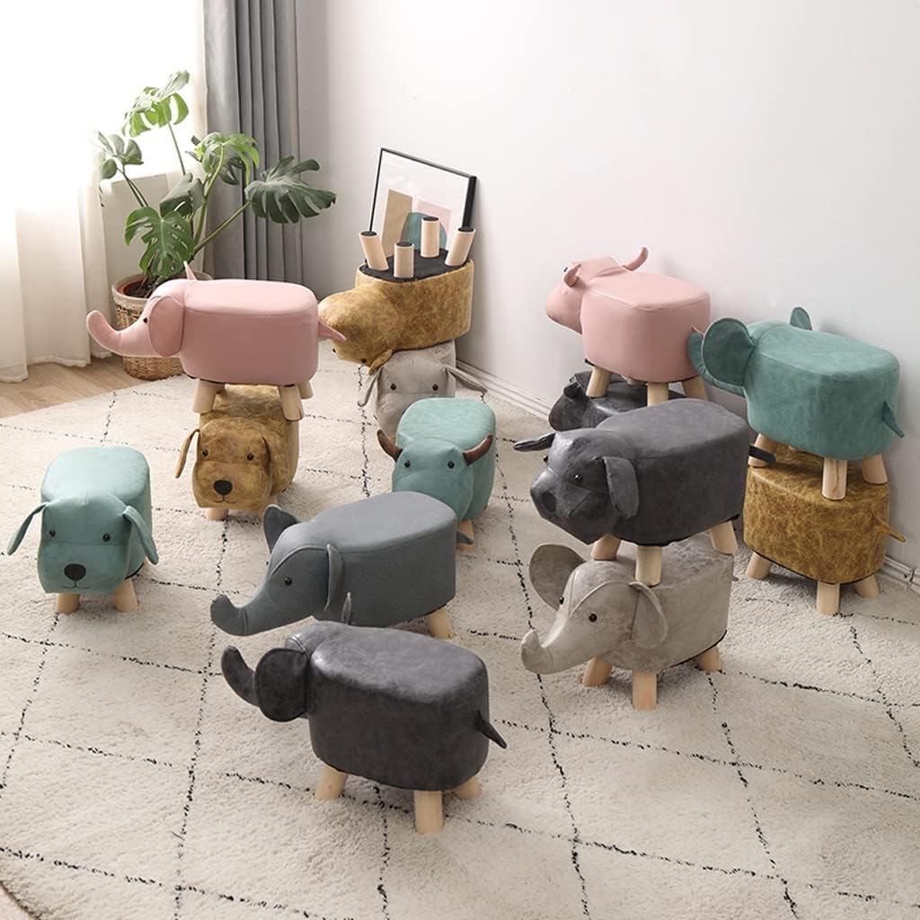 Low Stool Cartoon Footstool, Solid Wood Sofa Stool, Creative Elephant Shape Home Shoe Changing Stool, Side Table Foot Stool Stable