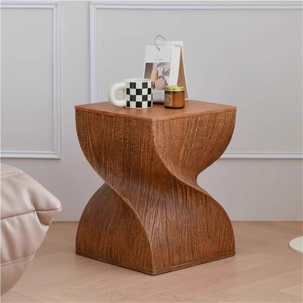 Creative Design Side Table Magnesium Oxide End Table for Patio Living Room Bedroom Night Stand for Small Spaces(Grey)