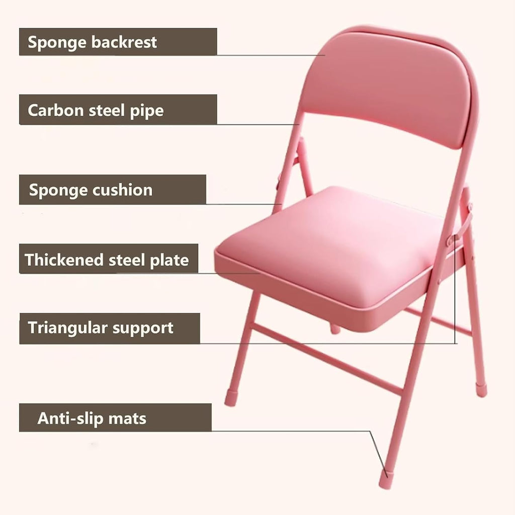Folding Chairs with Comfortable Padded Seats, Portable and Stackable Commercial Seating, Metal Frame, Suitable for Offices, Restaurants, Bedrooms, and Parties Green with White Legs