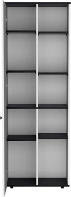 Compact 67" Kitchen Storage Cabinet, 10 Shelves, White & Black, Pantry Organizer