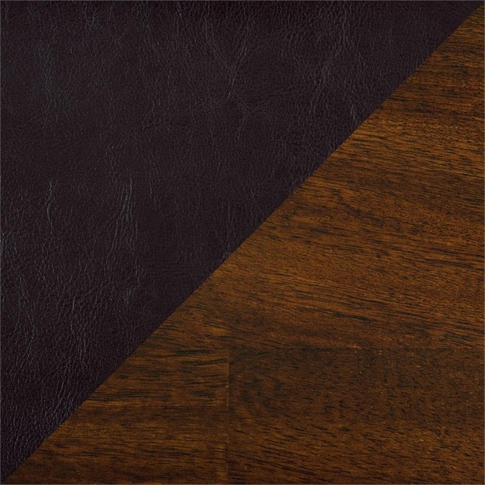 Lexicon Mantello 25.5" Seat Height Contemporary Classic Wood Frame & Faux Leather Upholstered Dining Bench in Cherry/Dark Brown Finish