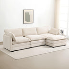 ROWHY Ottoman for Sectional Cloud Couch, Corduroy Ottoman for Deep Seat Modular Couch for Apartment, Living Room and Bedroom, Beige