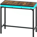 YATINEY Bar Table with LED Lights, Counter Height Bar Height Table, Pub Gaming Table, Metal Frame, for Living Room, Dining Room, Pub, Rustic Brown and Black BT01DBR