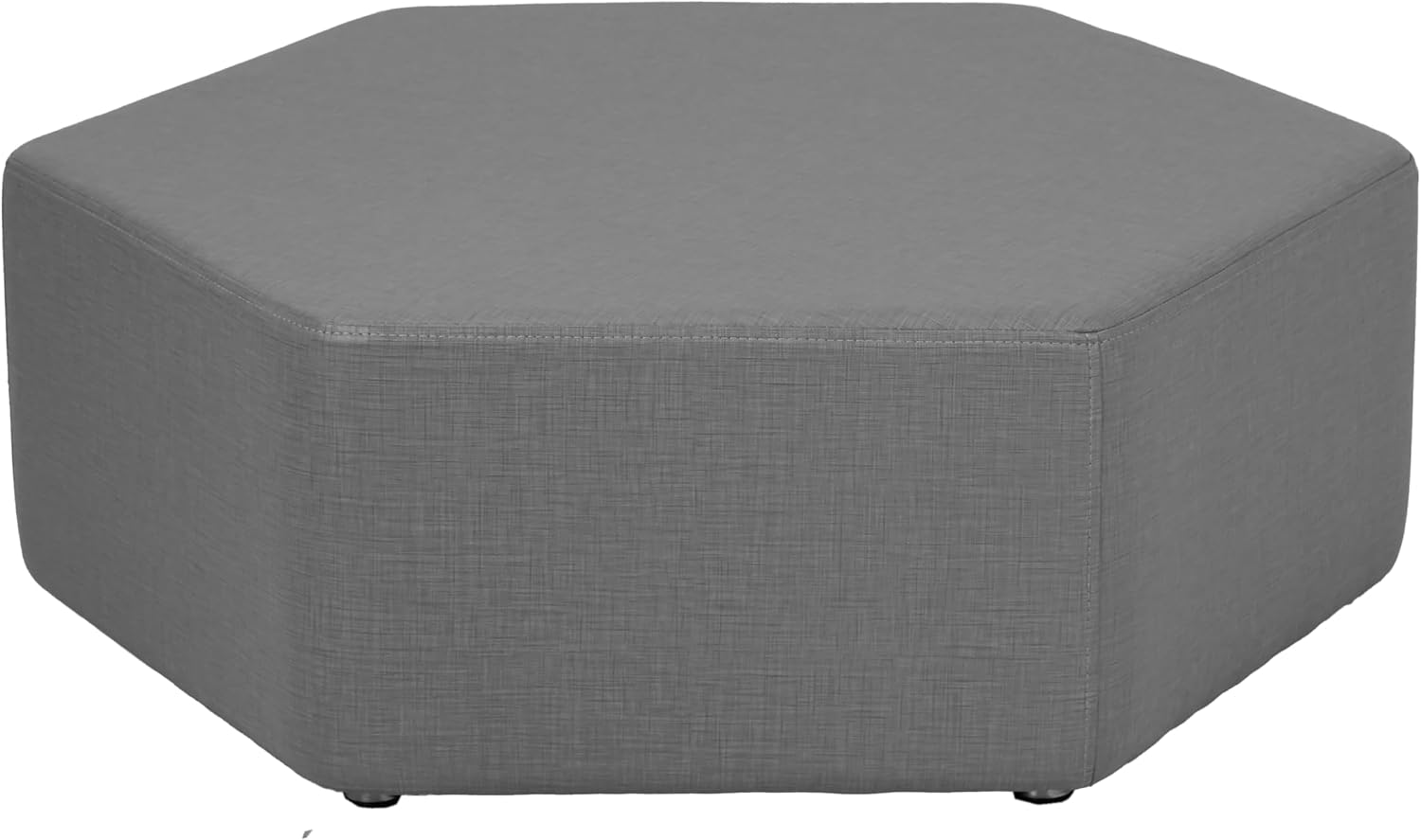 FDP Pro Series Hexagon Accent Ottoman (12" Height) Hand Upholstered Commercial Furniture for Hotel Lobby, Office, Restaurant, Home Collaborative and Configurable Seating - Slate Gray Crosshatch