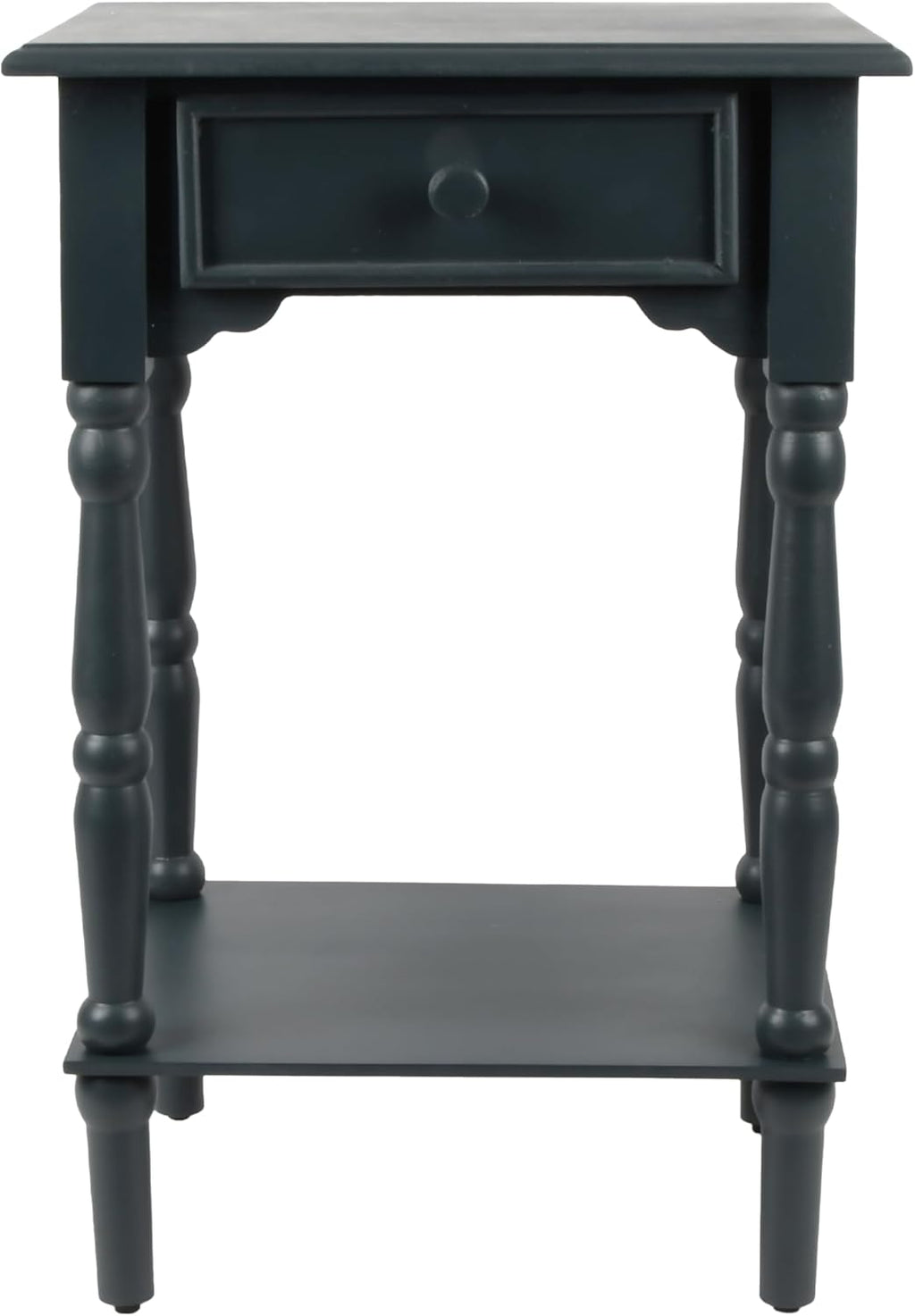 Decor Therapy Jane Nightstand Side Table with a Drawer, Shelf, Traditional Design, Navy 17" D x 14" W x 26" H