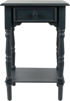 Decor Therapy Jane Nightstand Side Table with a Drawer, Shelf, Traditional Design, Navy 17" D x 14" W x 26" H