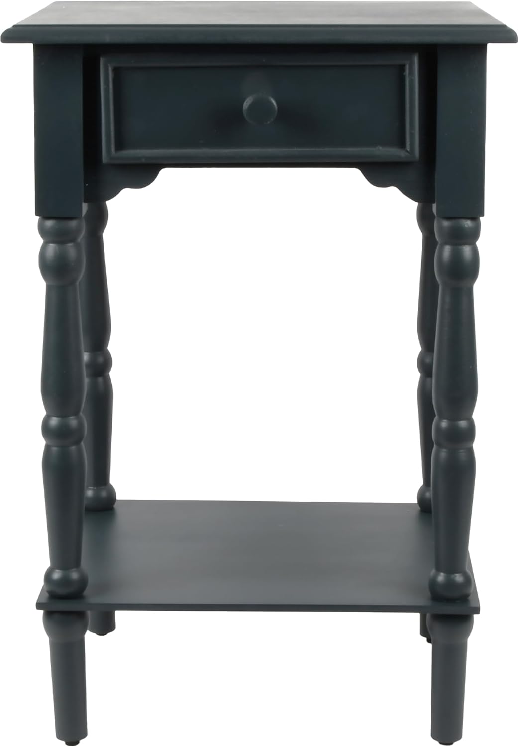 Decor Therapy Jane Nightstand Side Table with a Drawer, Shelf, Traditional Design, Navy 17" D x 14" W x 26" H