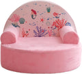 Snuggly Toddler Chair, Soft Kids Sofa with Back, Cozy Kids Couch Comfy for Toddlers 1-3, Plush Child Seat with Carry Handle, Kids Furniture Gift for Girls & Boys (Pink Mermaid)