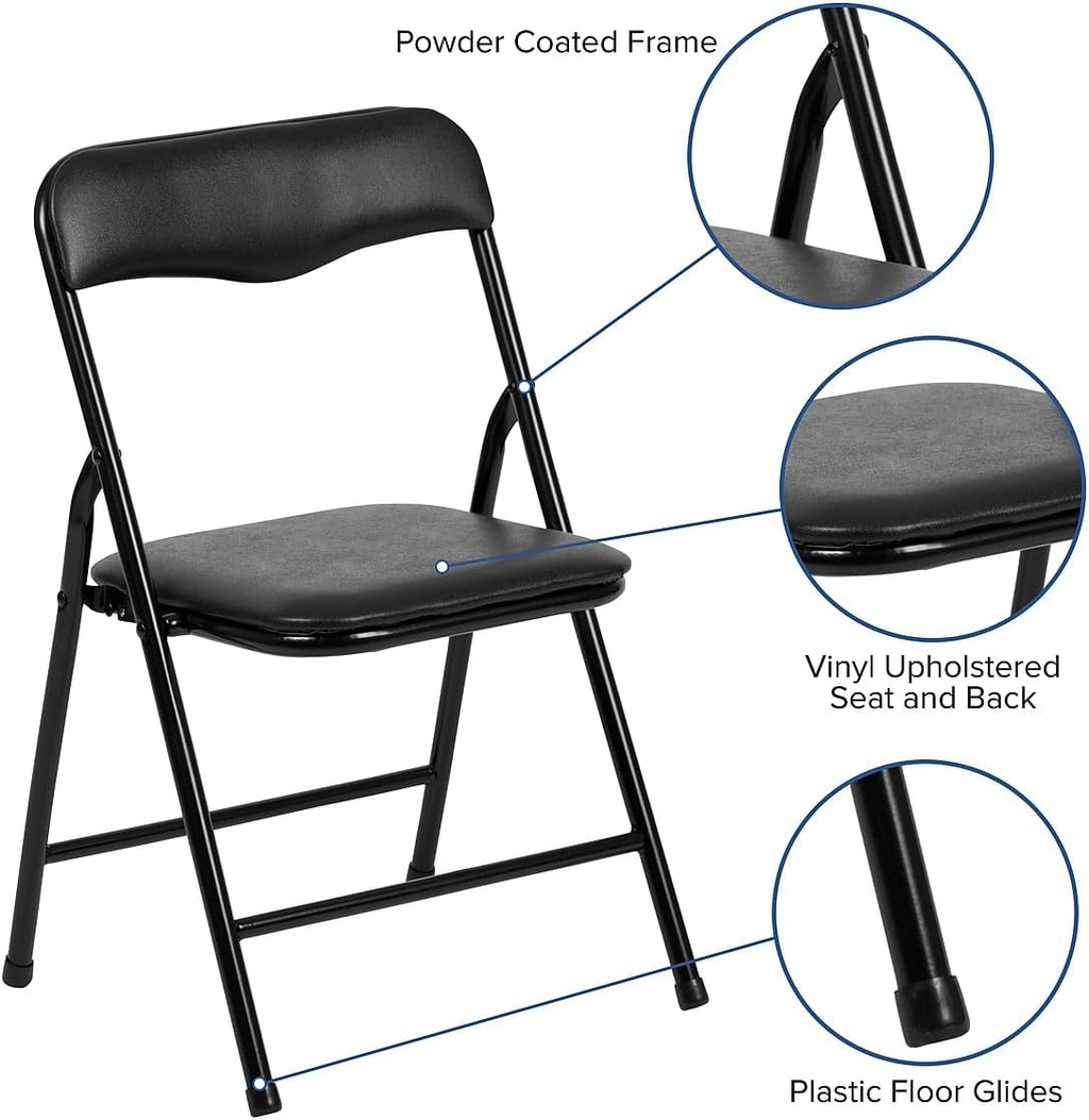 Flash Furniture Mindy Kids 5-Piece Folding Table and Chairs Set for Daycare and Classrooms, Children's Activity Table and Chairs Set, Black