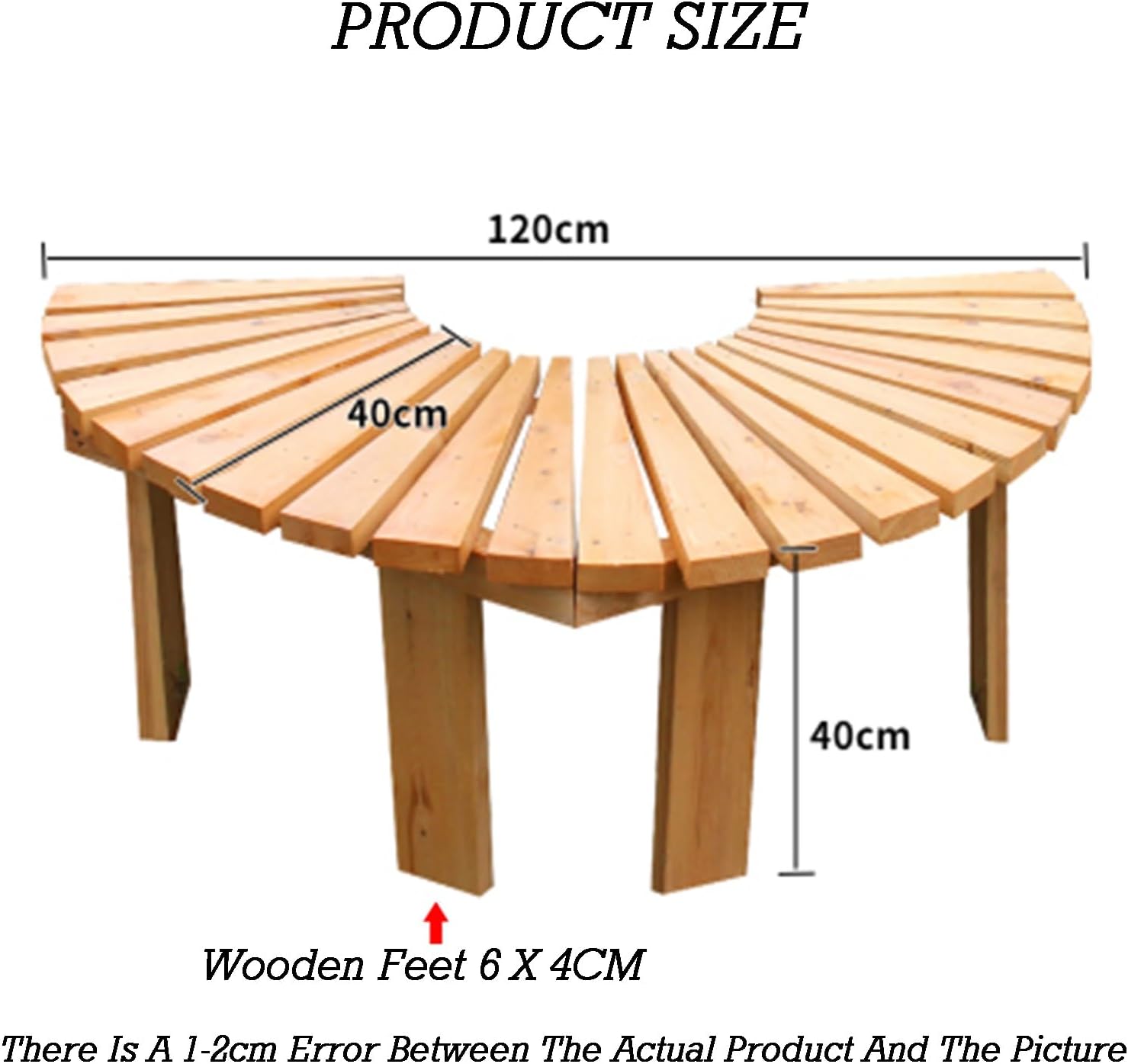 Semicircular Design Outdoor Benches, Tree Bench,Wooden Curved Round Park Bench,for Yard/Porch/Lawn/Patio(Color2)