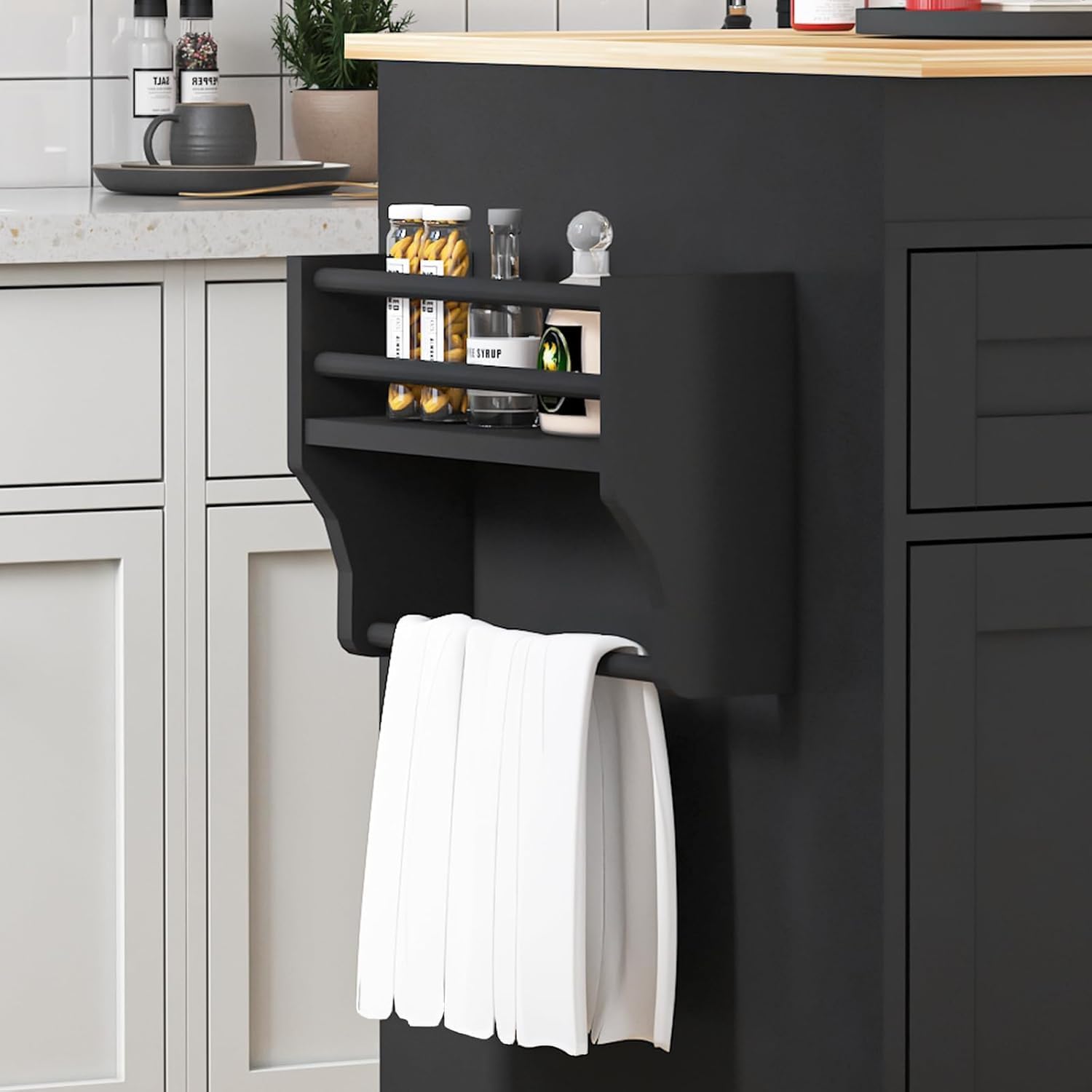 78"-49" Extendable Rolling Kitchen Island with Extended Dining Table, Mobile Kitchen Storage Islands with Storage Drawers, 2-Tier Storage Shelf,Black