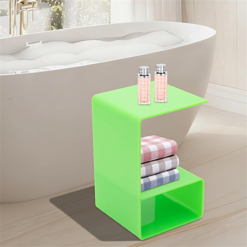 CNCEST Acrylic End Table for Nightstand,22" H C-Shaped End Table for Living Room,Bathroom,3 Tier Bedside Table for Bedroom.Side Tables for Living Room for Small Spaces (Green)