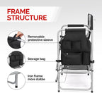 mefeir Tall Camping Chair Makeup Artist Director Chair 26" Counter Height, Portable Folding Design with Side Table, Cup Holder & Side Storage Bag, Heavy-Duty Iron Frame (300 lbs Capacity)