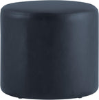 Studio Living® 19” Wentworth Ottoman Round Faux Leather Bench, Stationary Ottomans, Backless Chair, Footrest for Living Room, Footstool Office, Bedroom, Padded Seat, Navy Blue