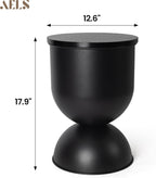 AELS Mid Century Modern Storage Drum Side Table, 12.5" Wide Black Metal End Table with Removable Lid, Accent Table for Living Room, Bedroom or Entryway