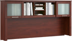 Bush Home 72-Inch Desk Hutch, Office Storage Organizer with Shelves, Cubbies and Frosted Glass Doors for Computer Desk, Home Office Furniture, Somerset Collection, Hansen Cherry