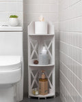 J JINXIAMU Corner Shelf Stand, Storage Organizer Great for Bathroom, Corner Shelf Perfect for Small Space,Waterproof Stand Also Use for Toilet Paper Stand,White