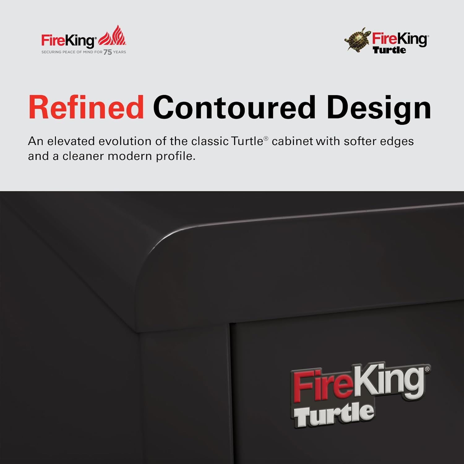 FireKing Turtle Contour - 4 Drawer Fire Safe File Cabinet with Key Lock - 1 Hour Fire Rated, UL Rated & Water Resistant Home Safe - Made in the USA Legal & Letter Filing Cabinet - Black