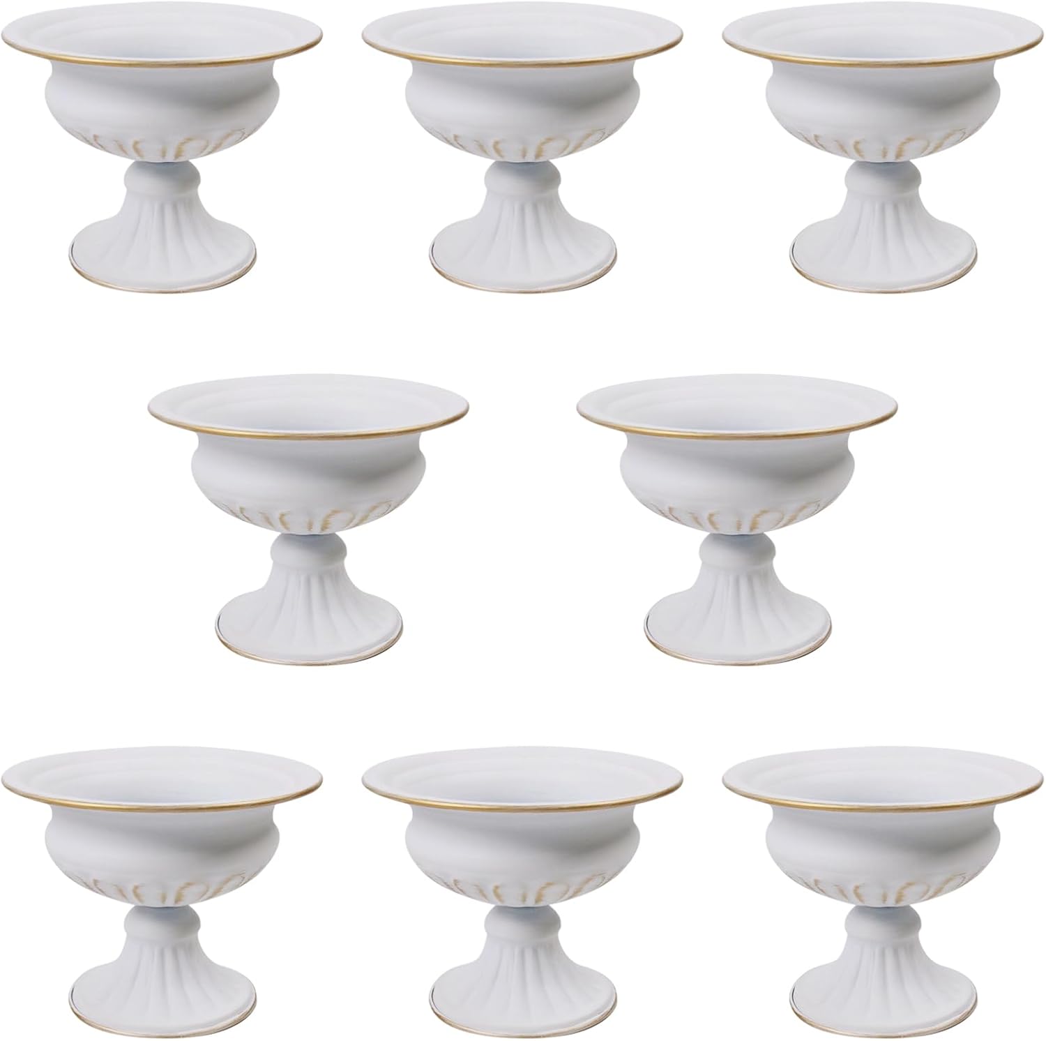 8Pcs White Compote Vases for Centerpieces, 4.7in Small Flower Vases | No Leakage, Rust-free, Metal Urn Vase, for Wedding, Birthday, Daily Home Decor, Christmas