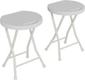 Folding Stool Chair with Handle, Portable Heavy Duty Round Foldable Stool, Non-Slip Feet, 600Lbs Capacity, 18 Inch Foldable Stool for Dorm, Kitchen, Vanity, Church Outdoor Use