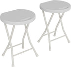 Folding Stool Chair with Handle, Portable Heavy Duty Round Foldable Stool, Non-Slip Feet, 600Lbs Capacity, 18 Inch Foldable Stool for Dorm, Kitchen, Vanity, Church Outdoor Use