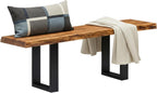 Alaterre Furniture Alpine Solid Wood Entryway Bench - 48 Inch Industrial Modern Bedroom Bench with Live Edge and Metal Legs - Furniture for Entryway, Dining Room, Kitchen, or Bedroom