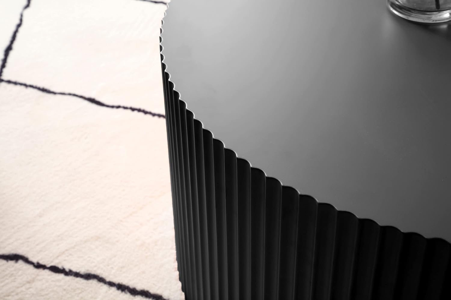 Black Nesting Table Set of 2 Round and Half Moon Shapes,No Need Assembly