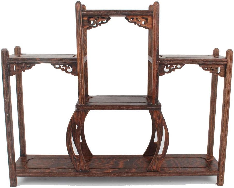 NWFashion Chinese Wooden Assemble Display Stand Symmetric Short Floor Curio Cabinets Shelf (3)